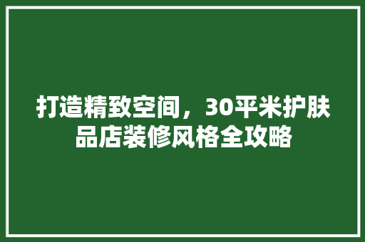 打造精致空间，30平米护肤品店装修风格全攻略