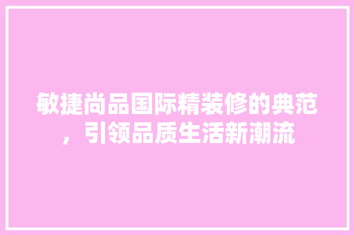敏捷尚品国际精装修的典范，引领品质生活新潮流