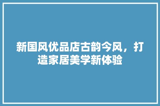 新国风优品店古韵今风，打造家居美学新体验