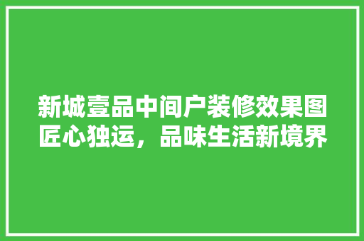 新城壹品中间户装修效果图匠心独运，品味生活新境界