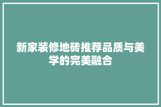 新家装修地砖推荐品质与美学的完美融合