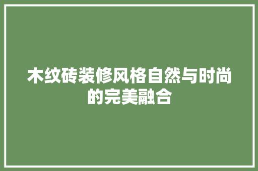 木纹砖装修风格自然与时尚的完美融合