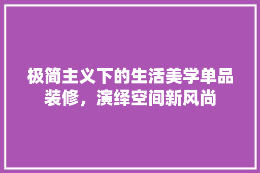 极简主义下的生活美学单品装修，演绎空间新风尚