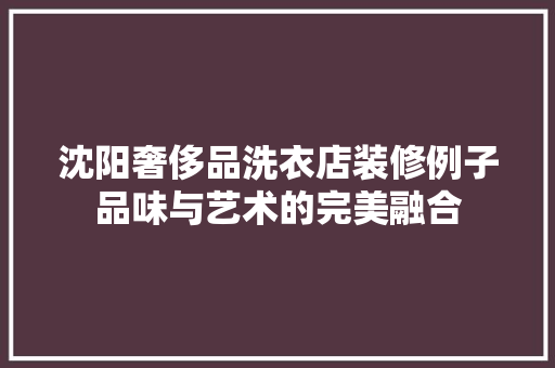 沈阳奢侈品洗衣店装修例子品味与艺术的完美融合