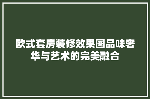 欧式套房装修效果图品味奢华与艺术的完美融合  第1张