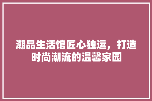 潮品生活馆匠心独运，打造时尚潮流的温馨家园