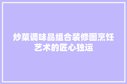 炒菜调味品组合装修图烹饪艺术的匠心独运