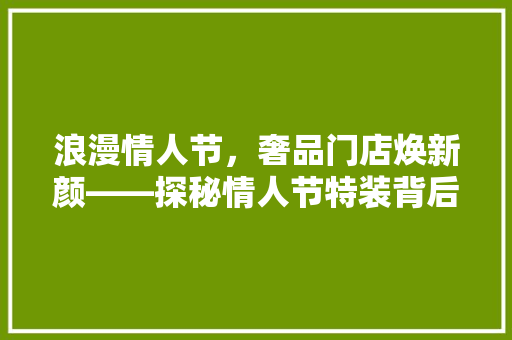 浪漫情人节，奢品门店焕新颜——探秘情人节特装背后的艺术与匠心