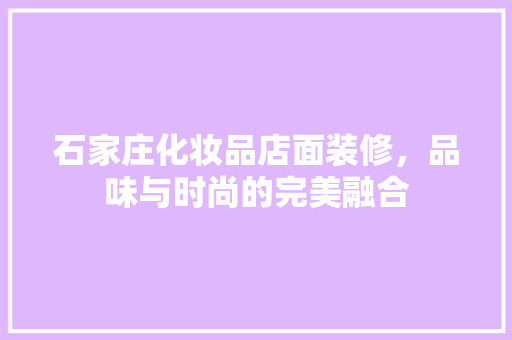 石家庄化妆品店面装修，品味与时尚的完美融合