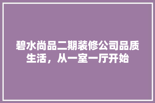 碧水尚品二期装修公司品质生活，从一室一厅开始