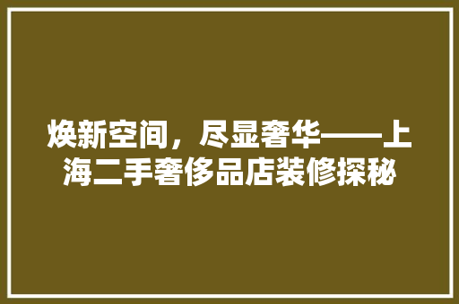 焕新空间，尽显奢华——上海二手奢侈品店装修探秘