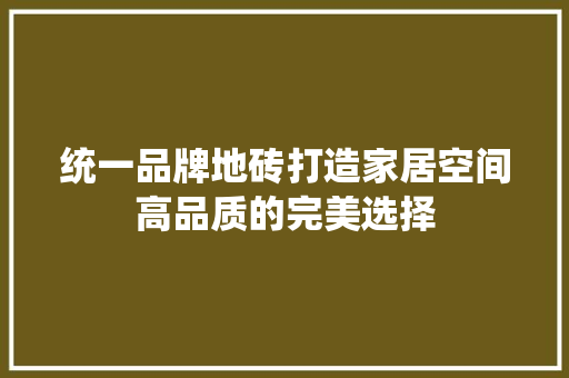 统一品牌地砖打造家居空间高品质的完美选择