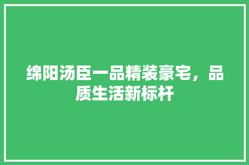 绵阳汤臣一品精装豪宅，品质生活新标杆