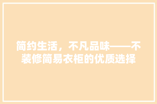 简约生活，不凡品味——不装修简易衣柜的优质选择