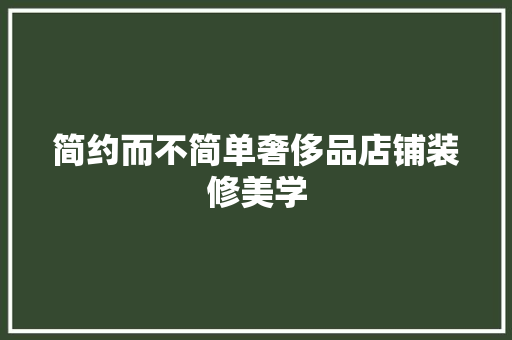 简约而不简单奢侈品店铺装修美学