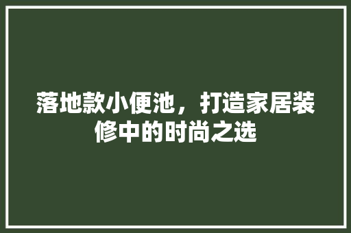 落地款小便池，打造家居装修中的时尚之选