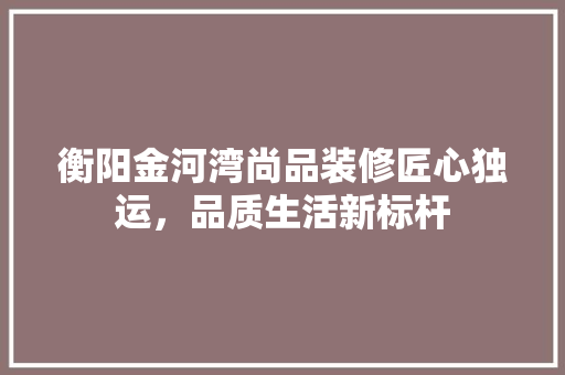 衡阳金河湾尚品装修匠心独运，品质生活新标杆