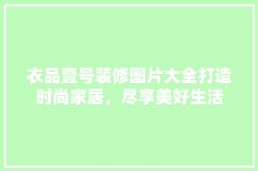 衣品壹号装修图片大全打造时尚家居，尽享美好生活