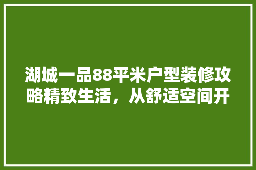 湖城一品88平米户型装修攻略精致生活，从舒适空间开始
