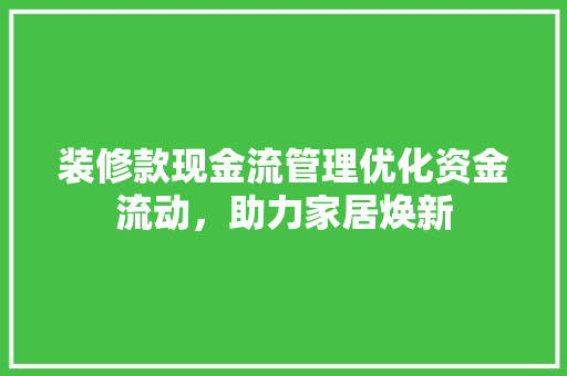 装修款现金流管理优化资金流动，助力家居焕新
