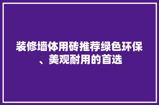 装修墙体用砖推荐绿色环保、美观耐用的首选