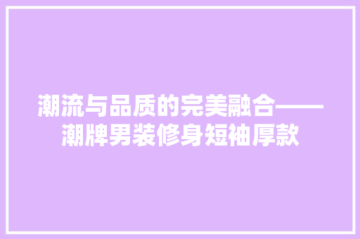 潮流与品质的完美融合——潮牌男装修身短袖厚款