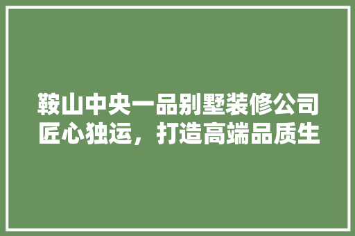 鞍山中央一品别墅装修公司匠心独运，打造高端品质生活空间