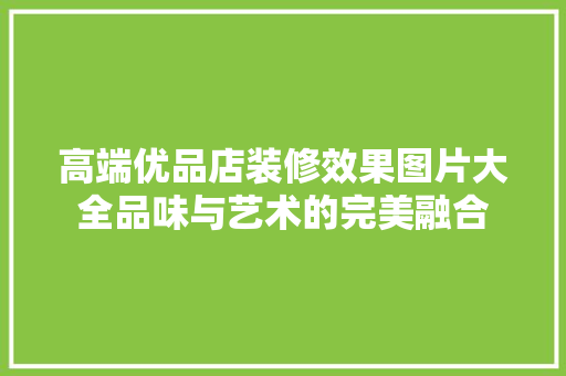 高端优品店装修效果图片大全品味与艺术的完美融合