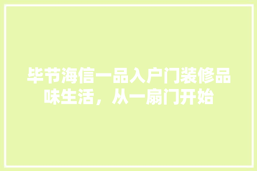 毕节海信一品入户门装修品味生活，从一扇门开始