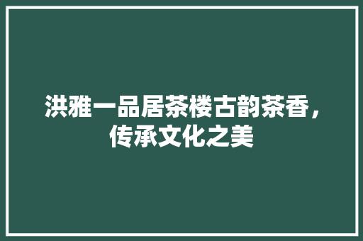 洪雅一品居茶楼古韵茶香，传承文化之美
