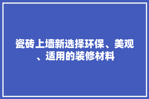 瓷砖上墙新选择环保、美观、适用的装修材料