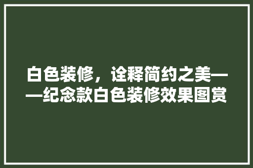 白色装修，诠释简约之美——纪念款白色装修效果图赏析
