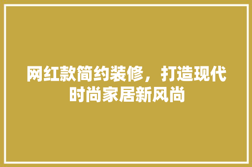网红款简约装修，打造现代时尚家居新风尚