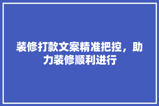 装修打款文案精准把控，助力装修顺利进行