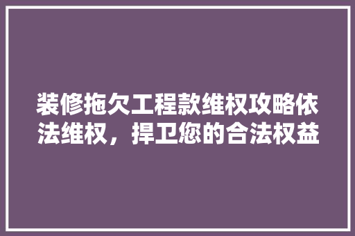 装修拖欠工程款维权攻略依法维权，捍卫您的合法权益  第1张