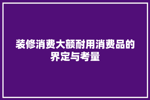 装修消费大额耐用消费品的界定与考量