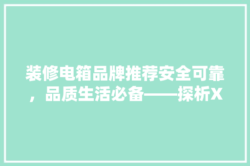 装修电箱品牌推荐安全可靠，品质生活必备——探析XXX电箱