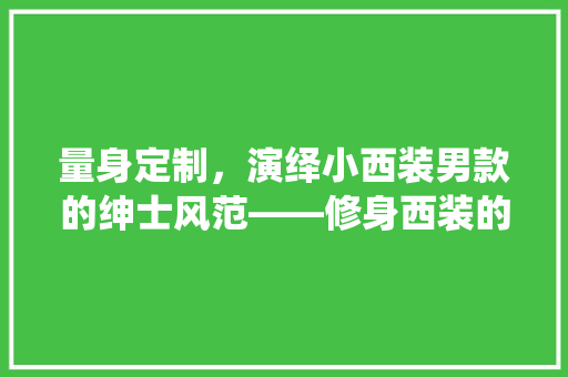 量身定制，演绎小西装男款的绅士风范——修身西装的魅力