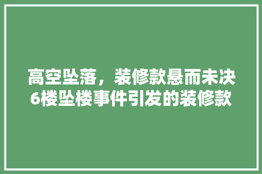 高空坠落，装修款悬而未决6楼坠楼事件引发的装修款拖欠问题讨论
