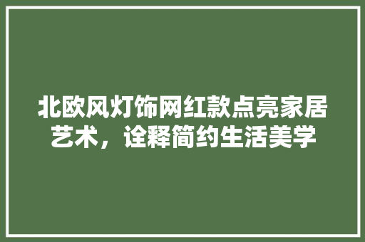北欧风灯饰网红款点亮家居艺术，诠释简约生活美学