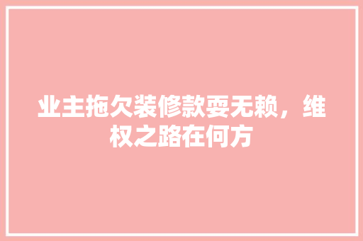 业主拖欠装修款耍无赖，维权之路在何方