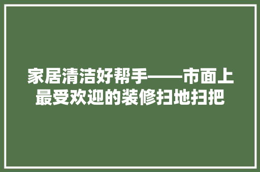 家居清洁好帮手——市面上最受欢迎的装修扫地扫把