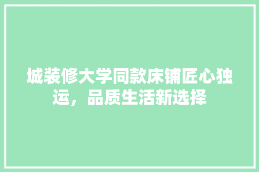 城装修大学同款床铺匠心独运，品质生活新选择