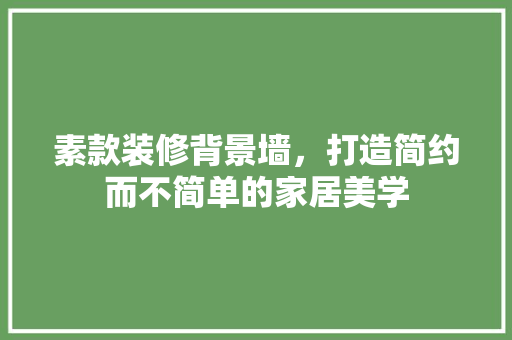 素款装修背景墙，打造简约而不简单的家居美学