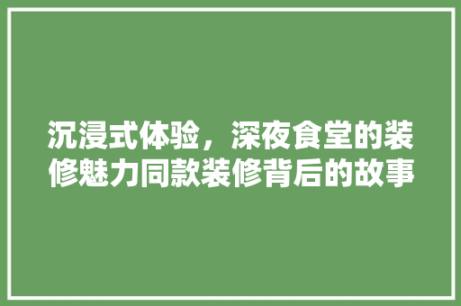 沉浸式体验，深夜食堂的装修魅力同款装修背后的故事  第1张