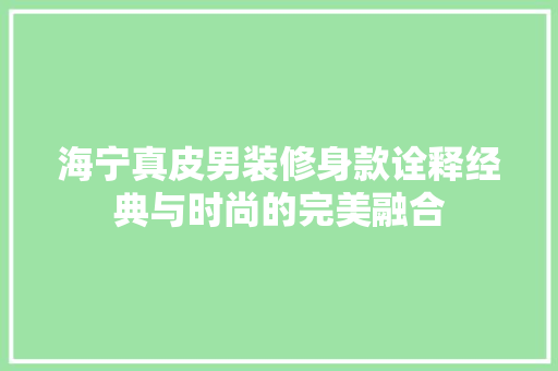 海宁真皮男装修身款诠释经典与时尚的完美融合  第1张
