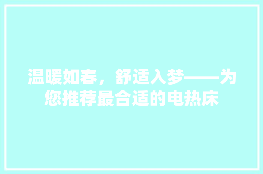 温暖如春，舒适入梦——为您推荐最合适的电热床