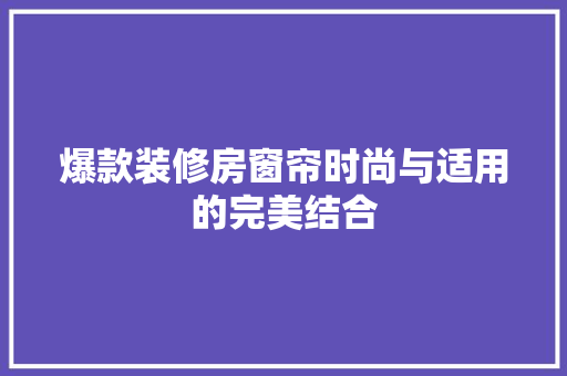 爆款装修房窗帘时尚与适用的完美结合  第1张