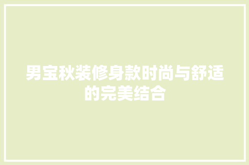 男宝秋装修身款时尚与舒适的完美结合