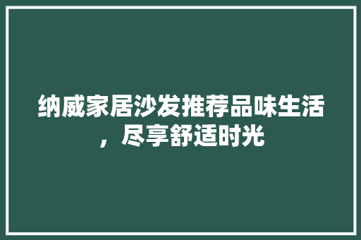 纳威家居沙发推荐品味生活，尽享舒适时光